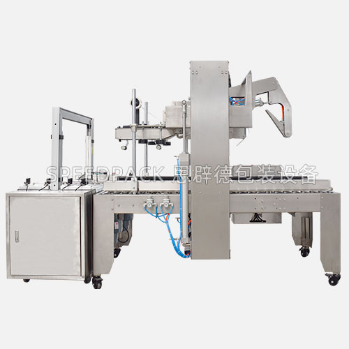 Stainless Steel Fully Automatic Flap-Folding Case Sealing & Strapping Integrated Machine